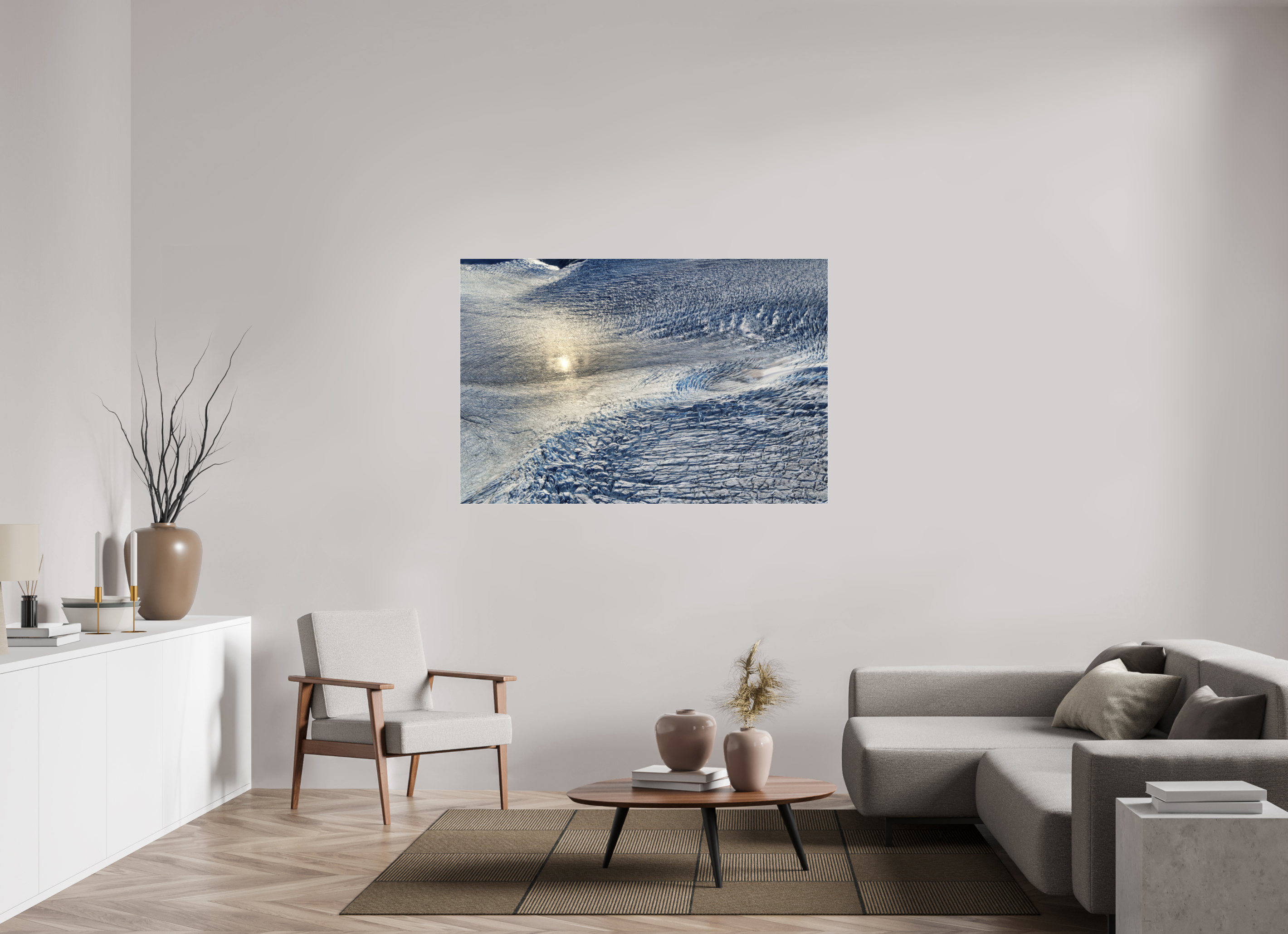 150 x 100 cm, Fuji Crystal Archive with acrylic Monarch Icefield, acrylic glass, aerial