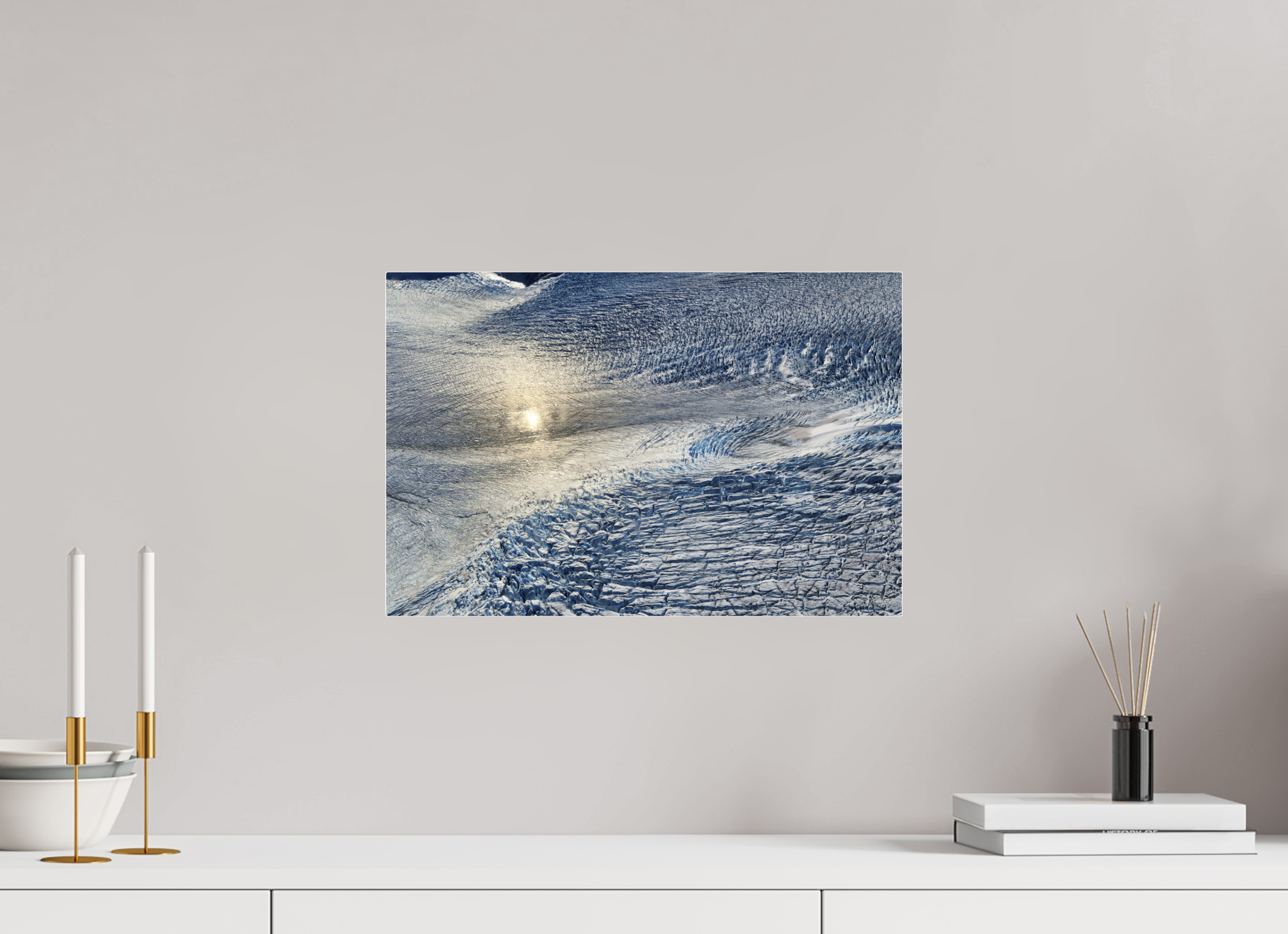 45 x 30 cm, Fuji Crystal Archive with acrylic Monarch Icefield, acrylic glass, aerial