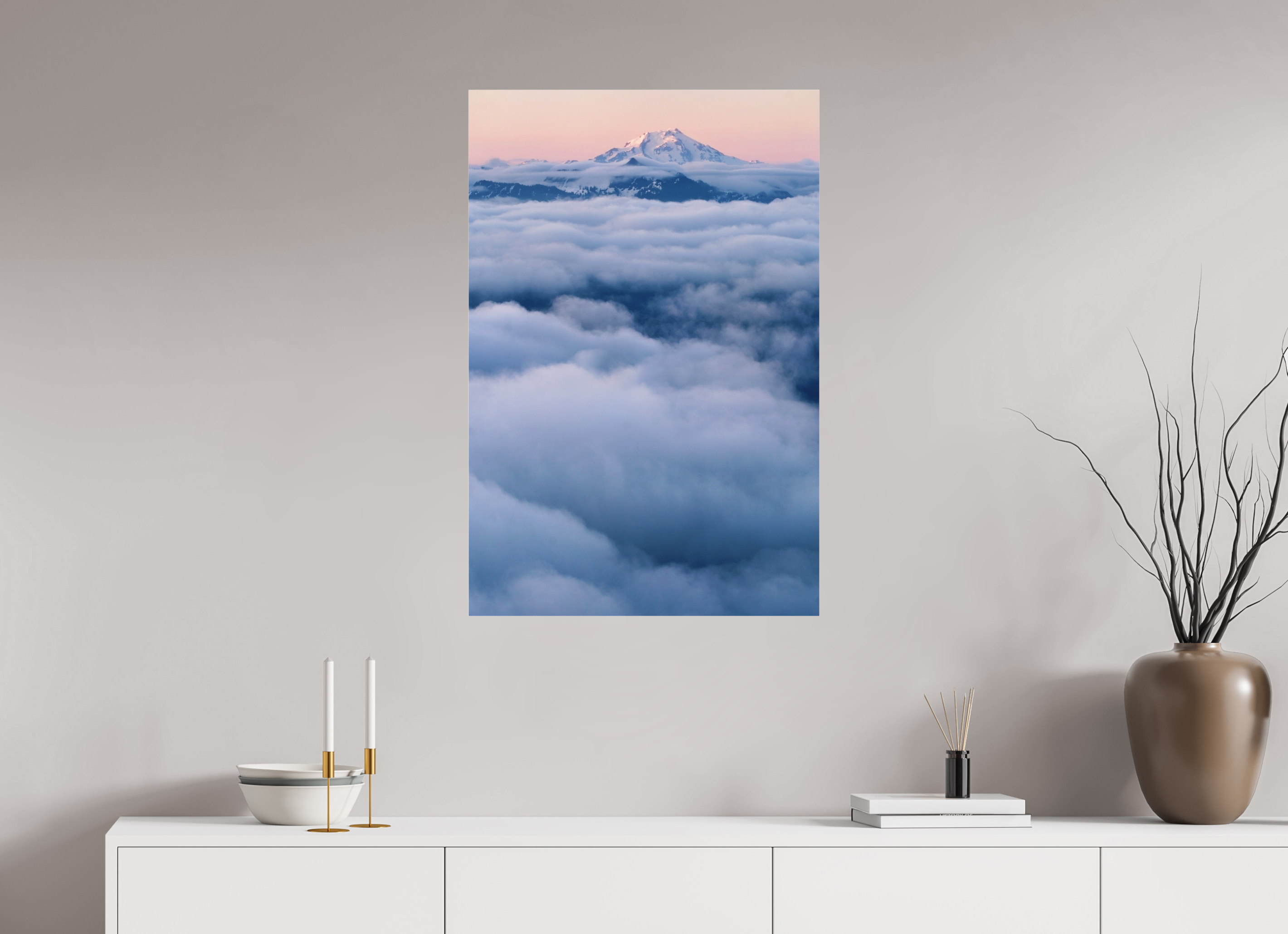 60 x 90 cm, Photo Print Under Acrylic Glass Mount Rainier at dawn from Sauk Mountain, acrylic glass, ready to hang