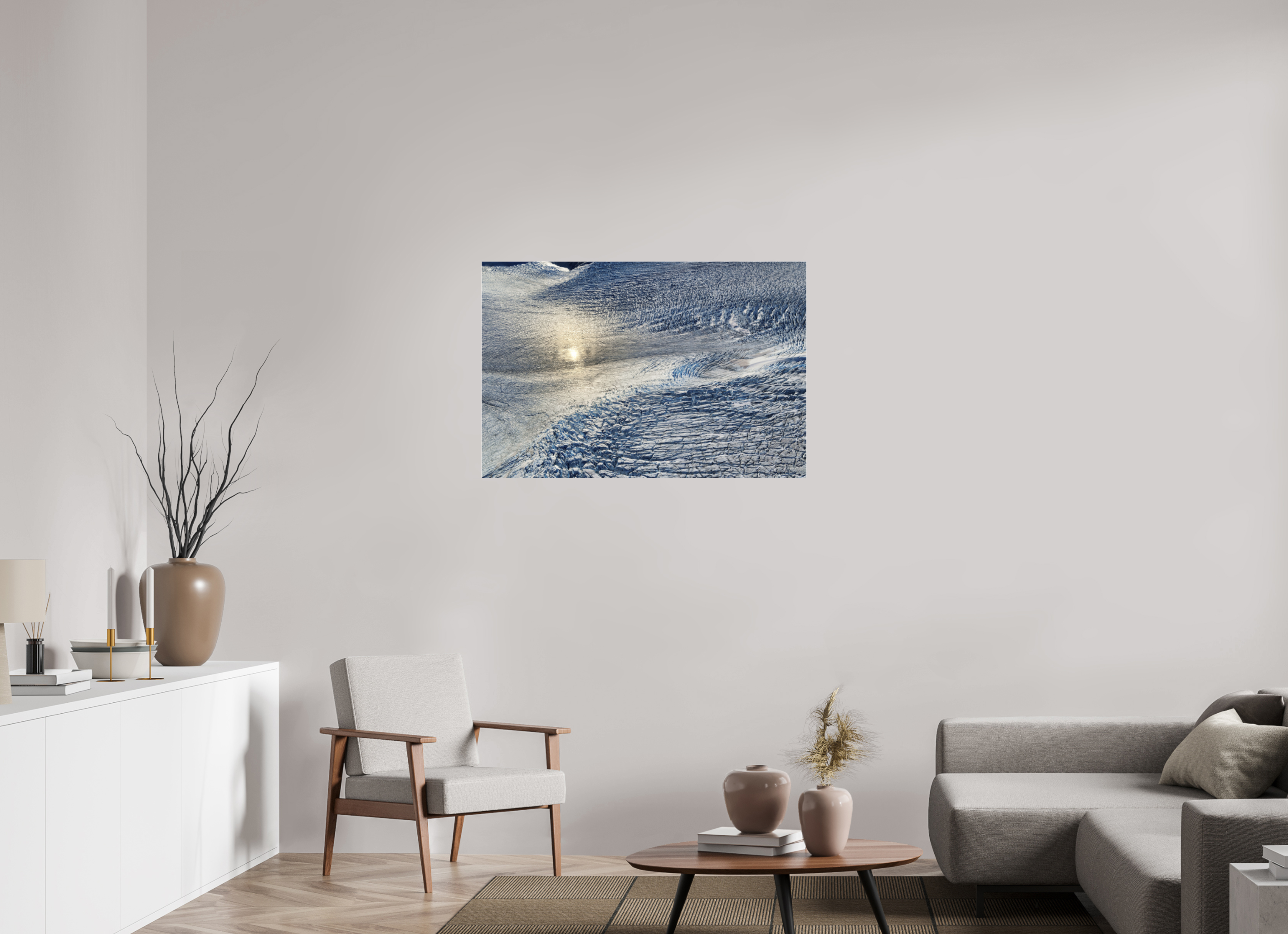 105 x 70 cm, Fuji Crystal Archive with acrylic Monarch Icefield, acrylic glass, aerial