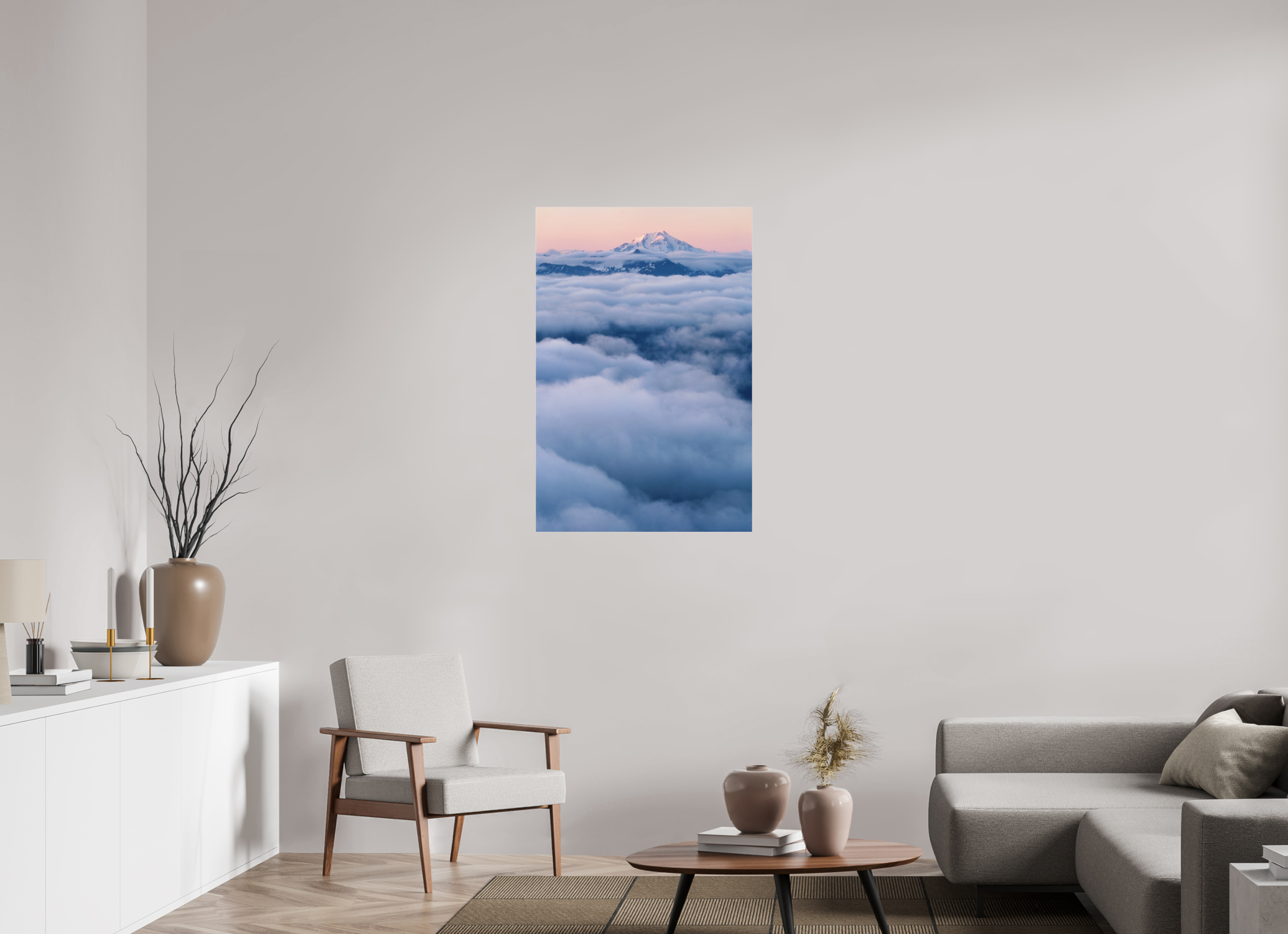 70 x 105 cm, Photo Print Under Acrylic Glass Mount Rainier at dawn from Sauk Mountain, acrylic glass, ready to hang